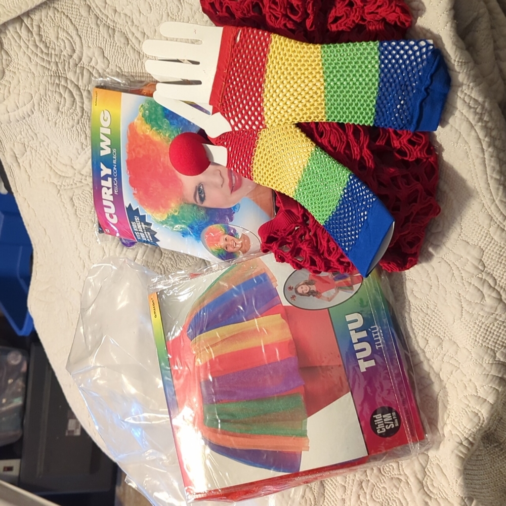 Kids clown costume medium lot of 6 pieces. Ready to go..just add base layers!!!!